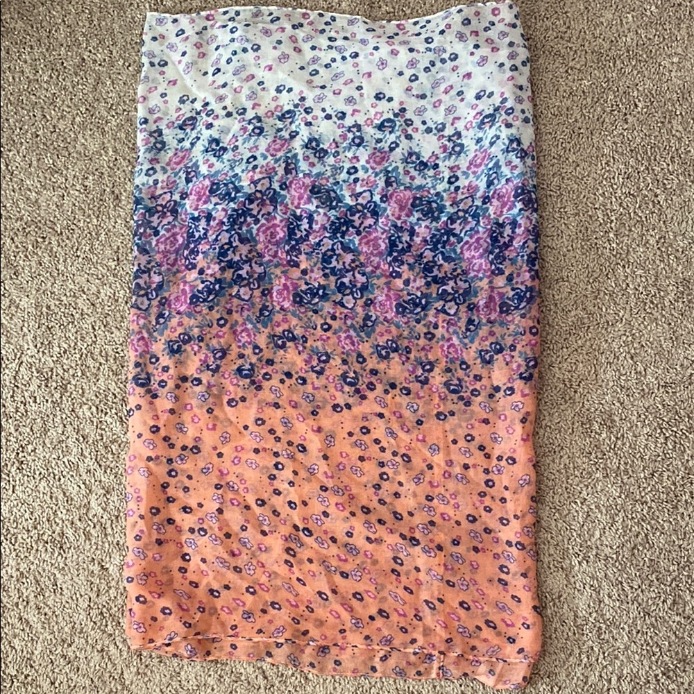 BP Vibrant Floral Scarf with Orange and Purple Accents